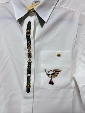 Vintage Lucia White Equestrian Trompe L'oeil Shirt — Edward Chapman Exclusive